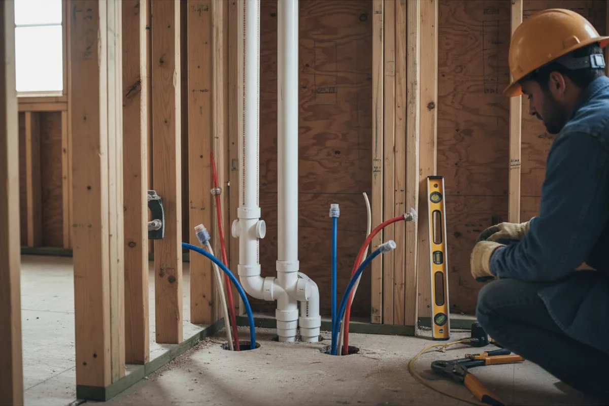 Drain and supply rough-in during Sump Pump Repair in Sayre