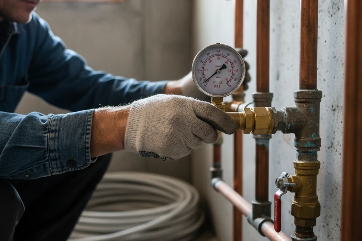 Pressure testing a repaired line during Water Line Repair in Sayre